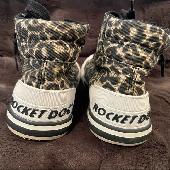 Rocket Dog Plush Foam Leopard Print Zip Up High Tops Sz 7.5 - Picture 15 of 16